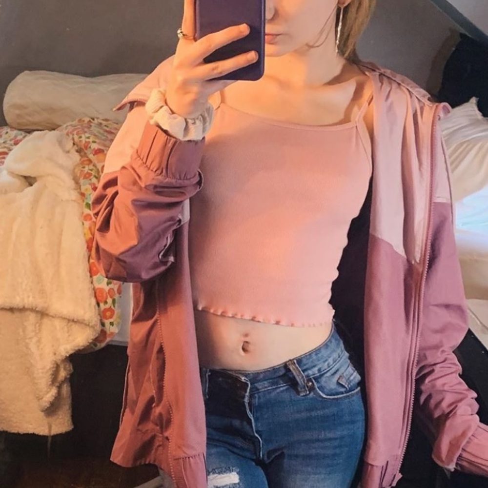 Pink Cropped Spaghetti Strap Tank